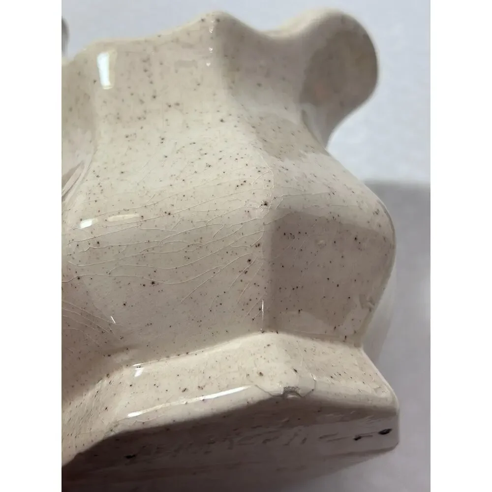 6” Beige W/‎ Brown Speckles 1983 Handmade Pottery Pitcher Vase READ